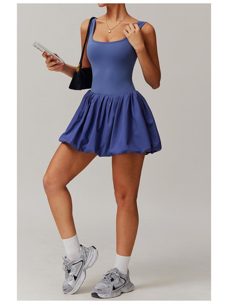 Women's Anti-Exposure Sports Dress - Outdoor Running & Tennis Skirt with Nude Feeling & Fake Two-Piece Design