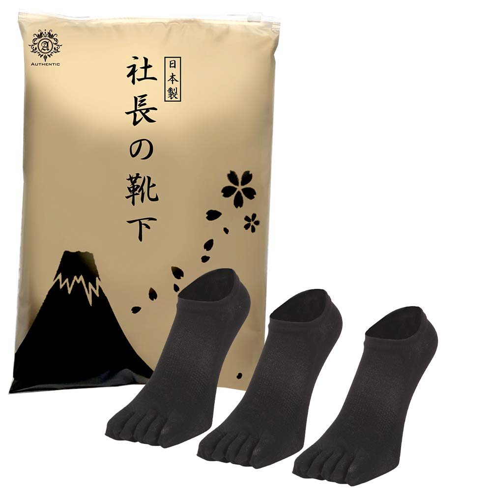 Authentic Socks Made in Smooth and Business Gas Sneaker 3 Sizes Five-Toe (President's Socks), Japan, Comfortable, Deodorizing, Barrier-Resistant,