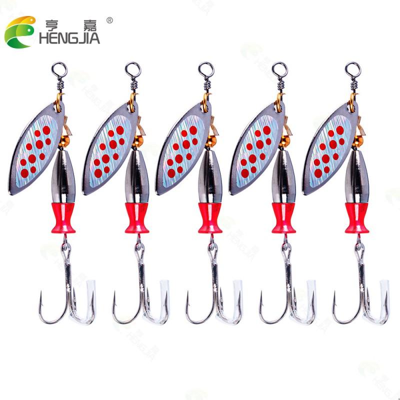 HENGJIA Fishing Lure Spinner Bait Box Set 8 Types Metal Copper Spoon Lures Freshwater Saltwater Bass Pike