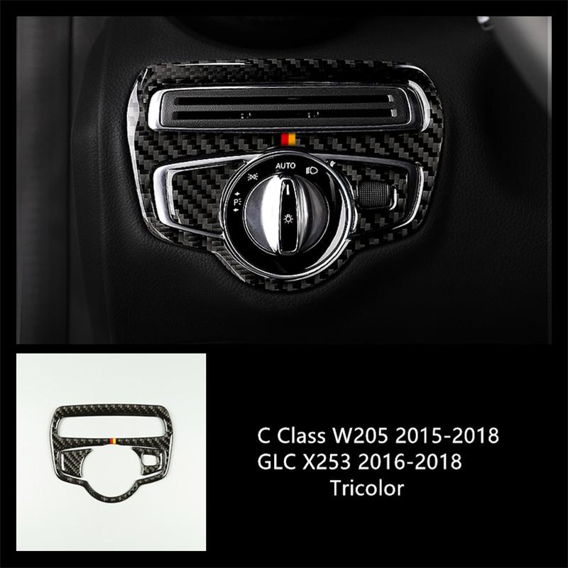 Carbon Fiber Front Door Panel Decoration Cover Trim 2Pcs For Mercedes Benz C Class W205 GLC X253 2015-2018 Car Accessories