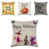 Festively Colorful Halloween Themed Cushion Cover In Soft Linen For Cozy Home Decor