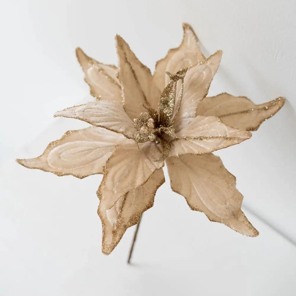 Flower Head Artificial Christmas Flowers Handmade DIY Simulated Christmas Flower Multi-color Xmas Tree Ornaments Event Layout