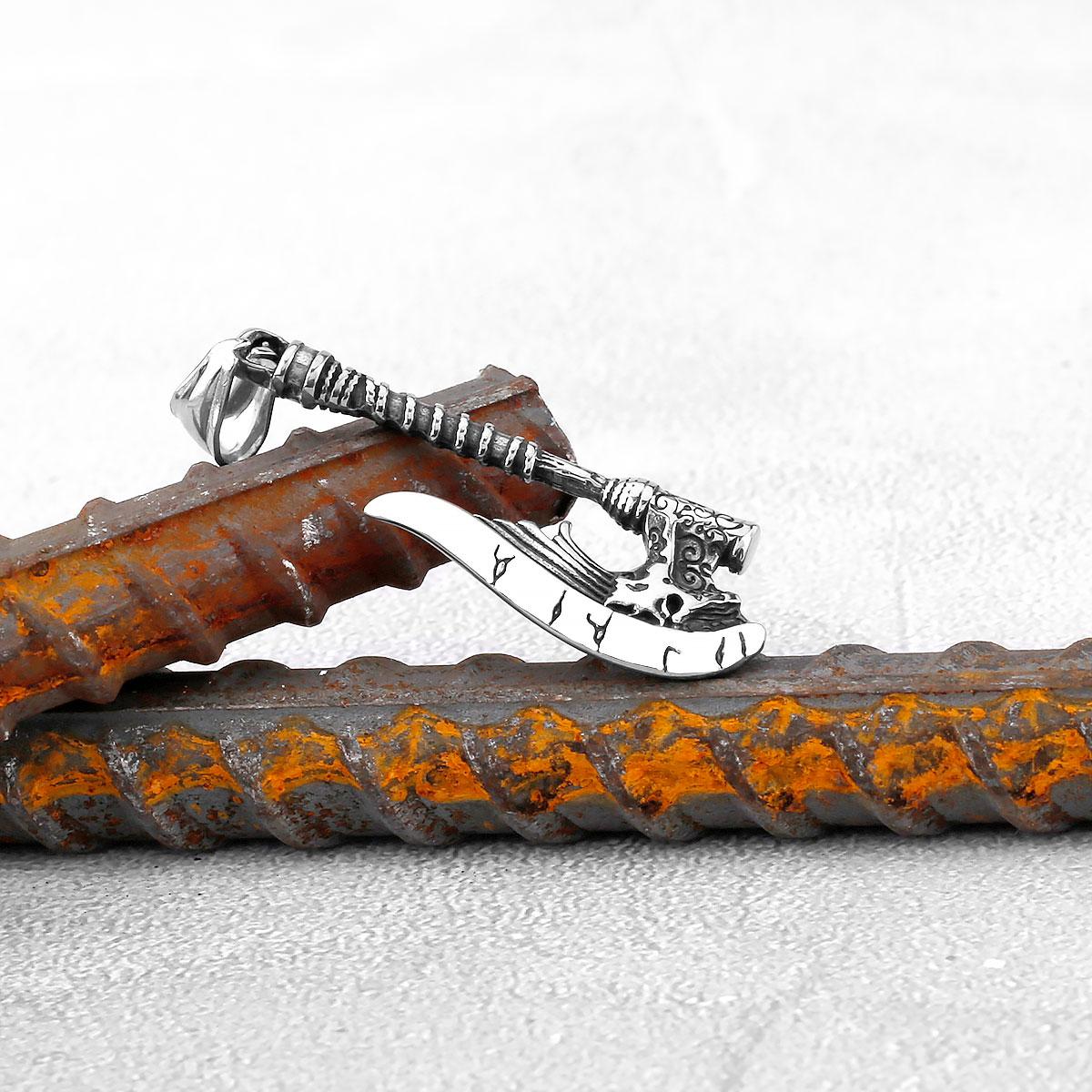 Viking Battle Axe Pendant Odins Symbol Norse Amulet Stainless Steel Necklace for Men Scandinavian Rune Jewelry WJ-73