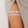 IngeSight.Z Charming Sexy White Lace Leg Chain Thigh Woman Trendy Imitation Pearl Tassels Charm Leg Strap Body Accessories