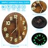 Luminous Wall Clocks Wooden Glow In The Dark Clock 12 In Silent Non-Ticking Lighted Wall Clock for Office Living Room Home Decor