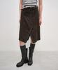 INSILENCE WOMEN Cutoff Corduroy Skirt Brown