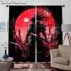 Set Of 2 Jit Samurai Warrior Graphic Curtain Polyester Fabric Window Decor Home Light Blocking Made With Rod Pocket
