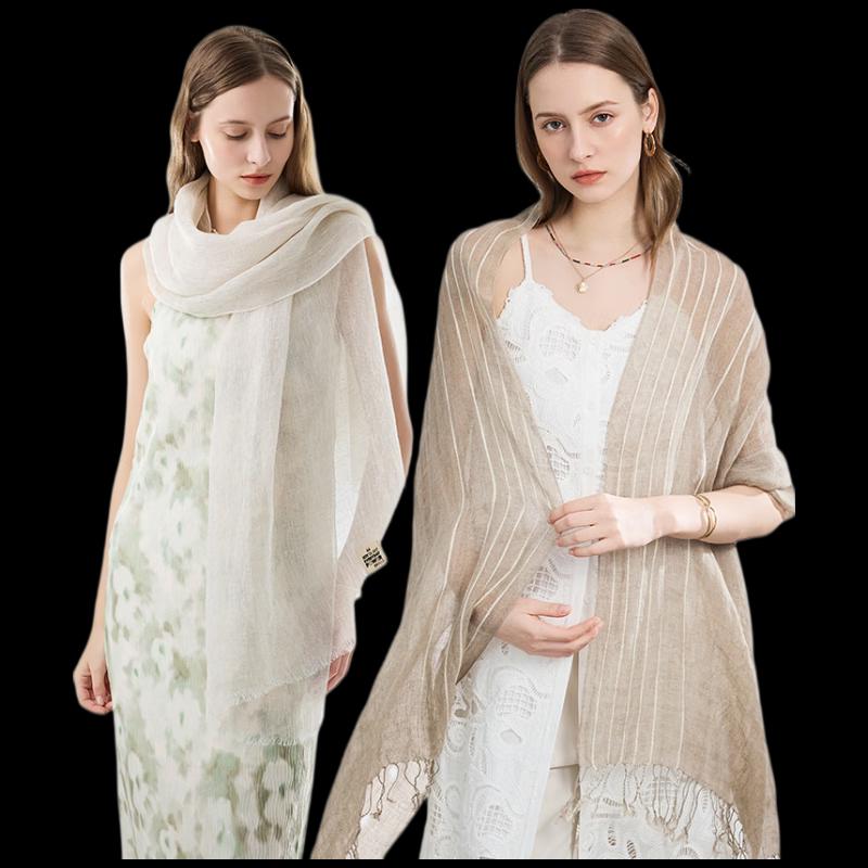 ELLE Striped Linen Scarf