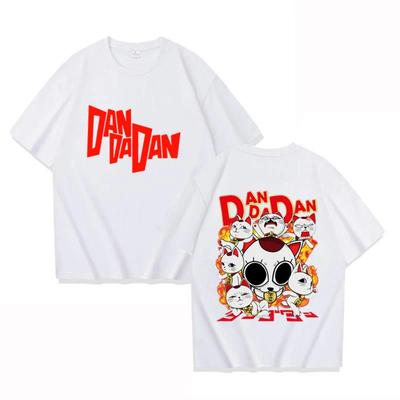 New Anime Dandadan Skeleton Wealth Cat Printed T Shirt Women Men Teens Fashion Hip Hop Harajuku Casual Short Sleeve Tops Tees