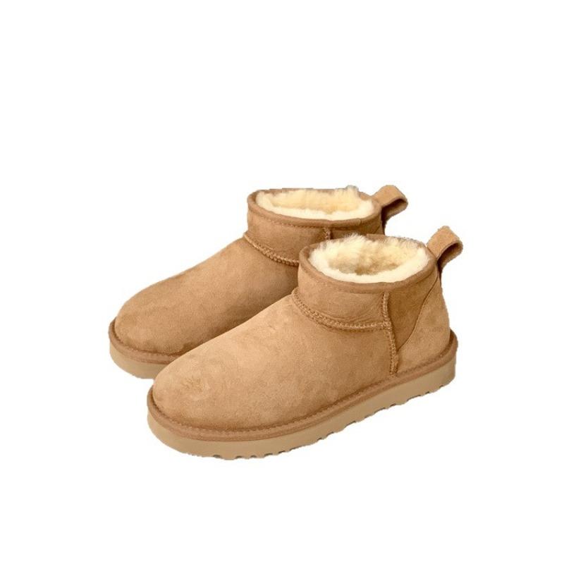 Schneestiefel Damen Winter neu Schaffellfell integriert kurzer Schaft gestapelt verdickt warm Wolle Schnee Baumwollschuhe