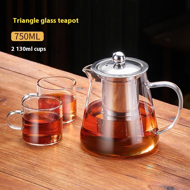 GIANXI Flower Teapot Open Flame Heating Glass Teapot Filter Tea Cup High Temperature Coffee Pot Coffee Cup Home Tea Set