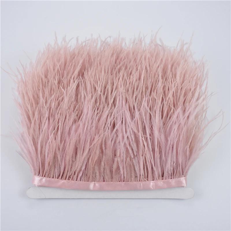 

2Meters Leather Pink Pheasant Feather Boa on Tape Turkey Goose Ostrich Feathers on Ribbon Tassel Fringe Trim Marabou DIY Clothes