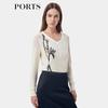 PORTS Women's Jacquard Silk Cashmere Knit Sweater