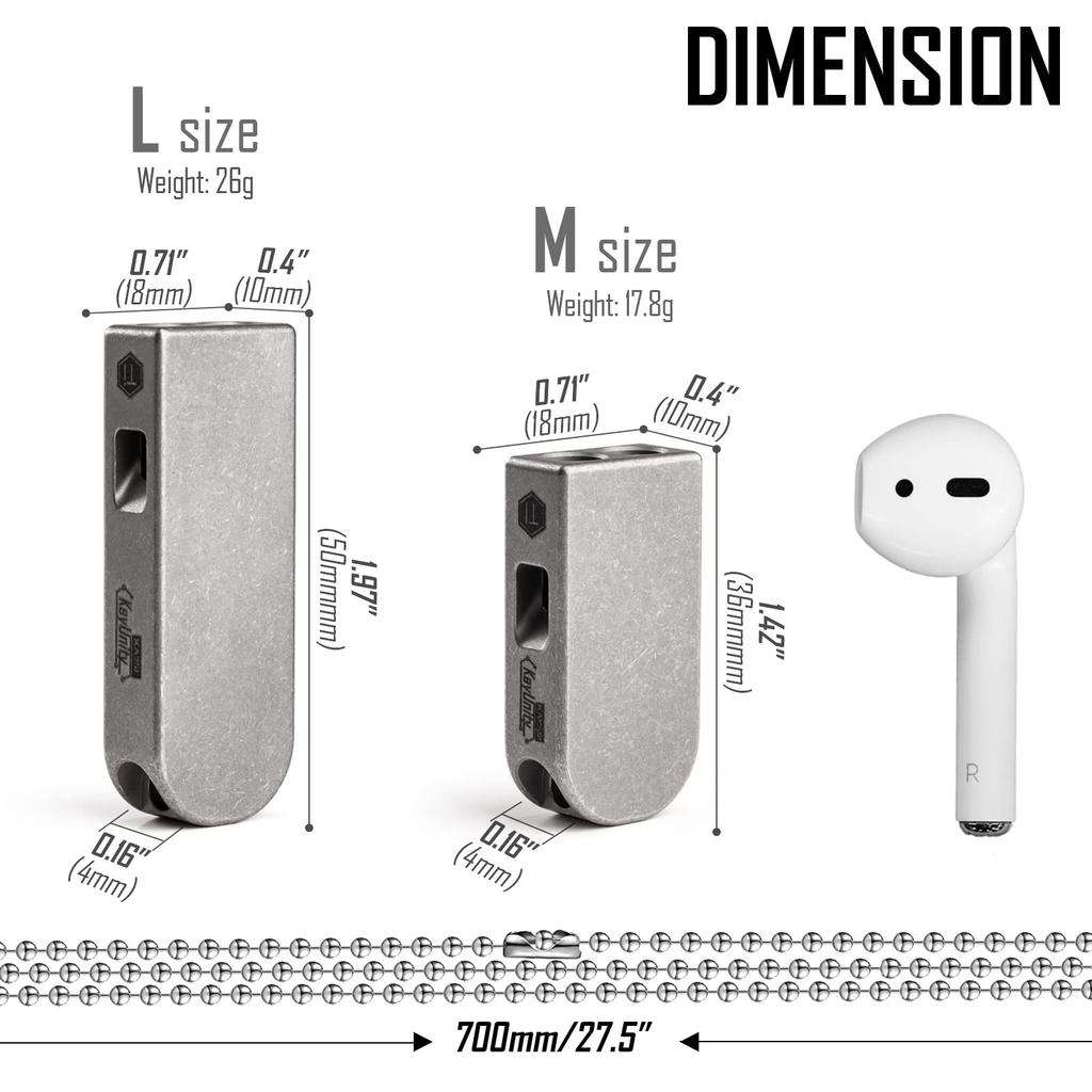 KeyUnity Titanium Whistle with Necklace, KA25 L, Loud Sound, Lightweight, Durable, Bear Scare, Emergency Whistle, Emergency Supplies, Bear Whistle, Mo