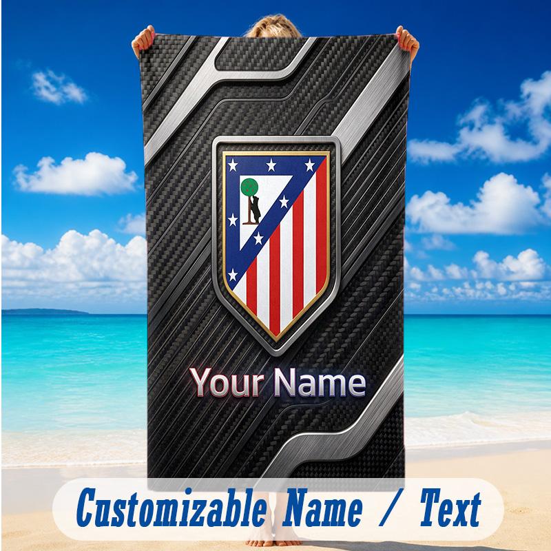 Beach Towel Custom Name Text, Quick Dry Large Towel For Beach HomeAtletico Madrid