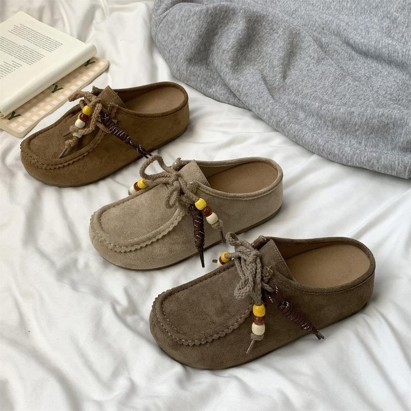 New Products Are On Sale In Autumn, and the New Thick-soled Thick-soled Height Increases with One Pedal. Lazy Casual Half-slippers 5905