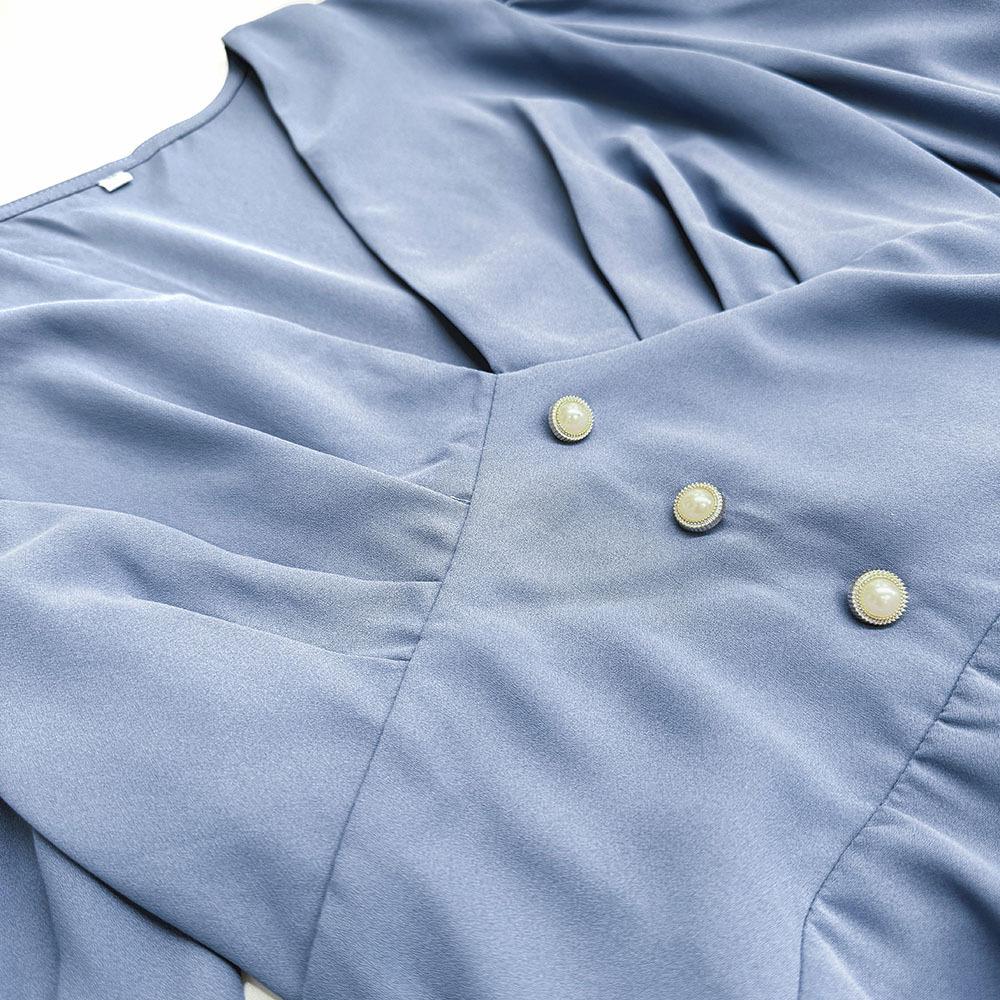 Fashionable Design V-Neck Slim Fit Women's French Chiffon A-Line Dress Cross-Border Women's Spring Summer Hot-Selling Skirt