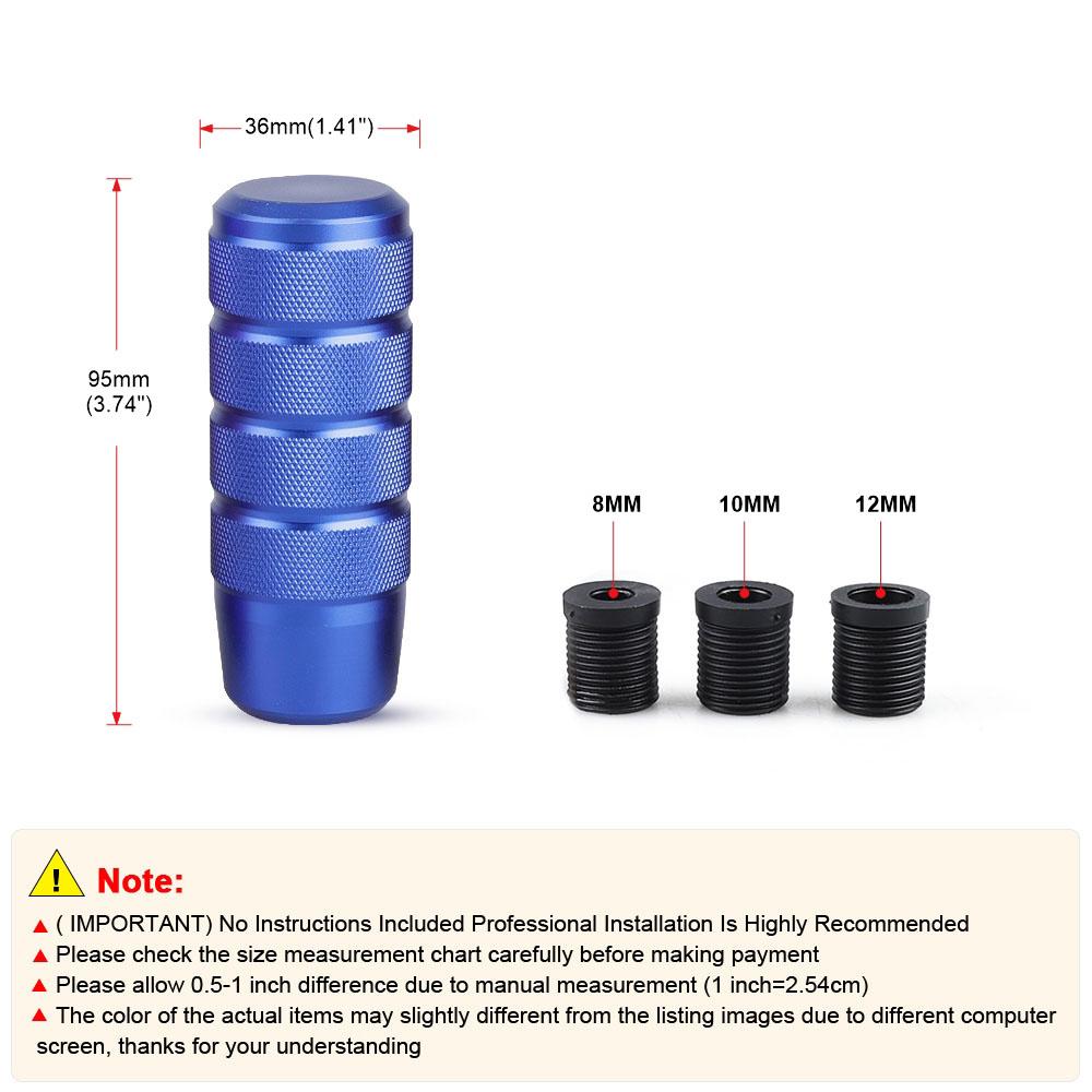 Universal 95mm Non-Slip  Shift Knob M8 M10 M12 Universal Car Manual Transmission Aluminum Knurled Shifter Lever Knob