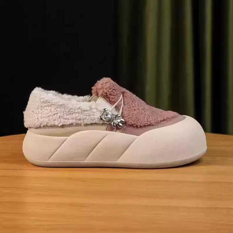 

Зима 2024 Новые Нескользящая Толстая Подошва Шерстяные Ботинки Женские Повседневные Плюс Кашемир Толстые Хлопковые Ботинки 35 розовый