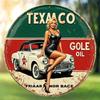 Retro Texaco Oil Metal Tin Sign Wall Decor Aluminum Round Wall Art Vintage 8 Inch
