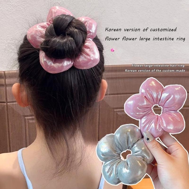Korean Creative Exaggerated Flower Scrunchie Headdress Women Girl Trendy Design Elastic Hair Band Vacation Hair Accessories