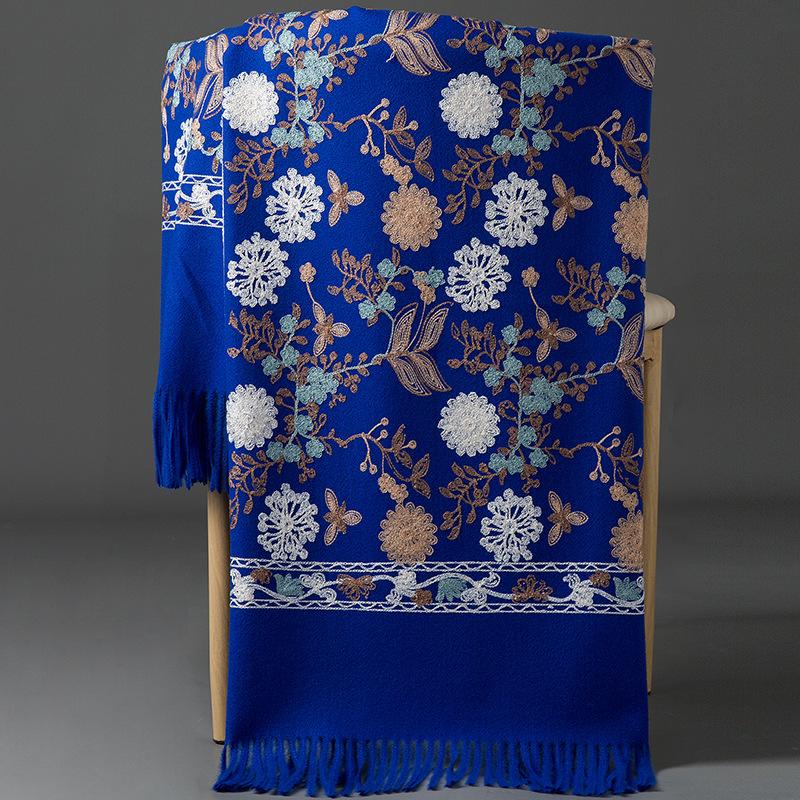 New Winter Shawl Embroider Tassel Women Shawl Thick Warm Cashmere Pashmina Scarves Lady Soft Wrap Bufanda Travel All-Match Scarf