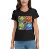 Damen T-Shirt Videospiel Geometry Dash Sommer Kurzarm T-Shirts Rundhals Baumwolle T-Shirts Kleidung Tops Streetwear