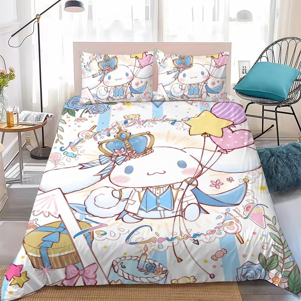 C-Cinnamoroll Cute Cartoon Duvet Cover Set Home Style Bedding Soft Laundry Cotton Bed 3 Piece Set Student Dormitory Gift