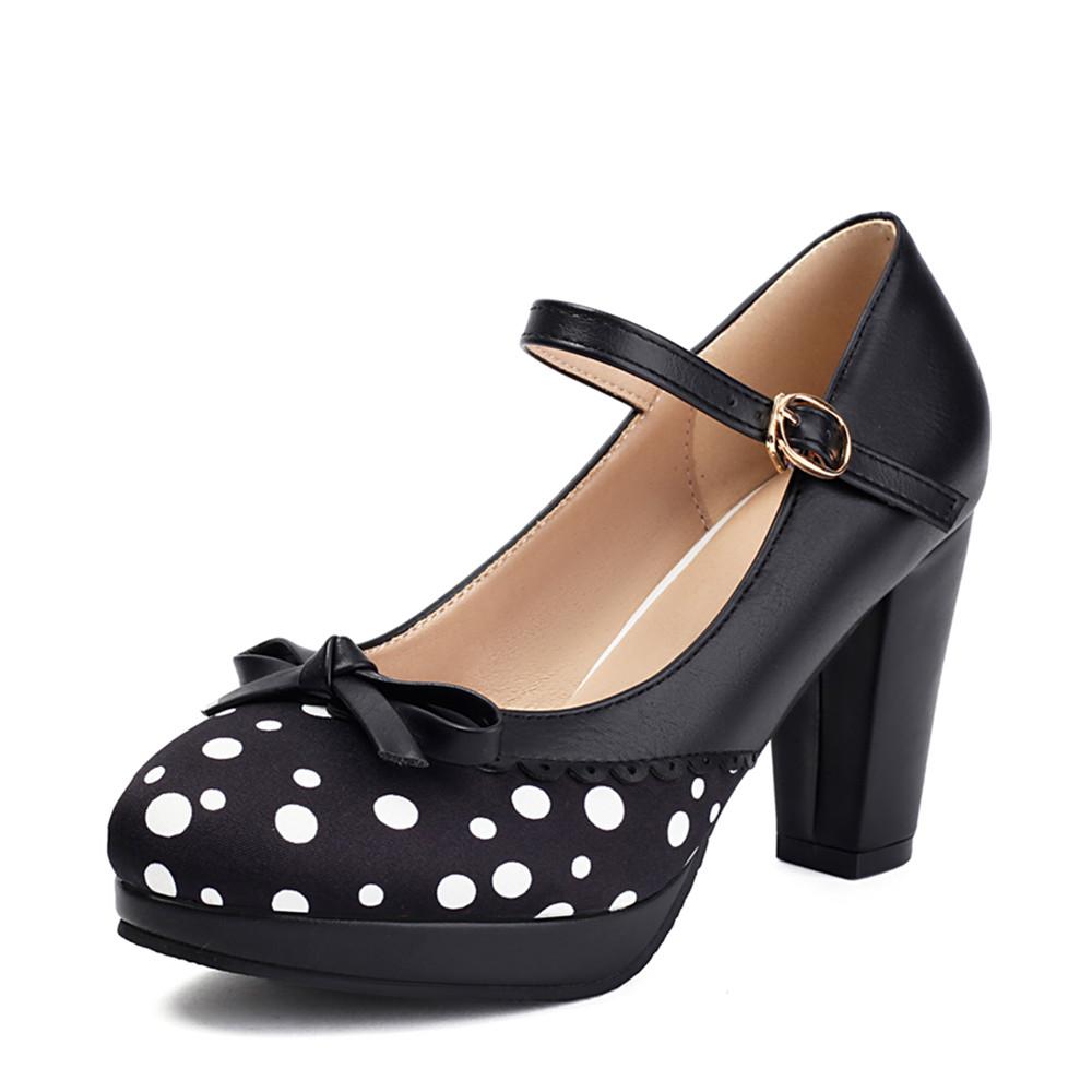 Fashion Lolita Shoes Women Oxford Pumps Cute Platform High Heels Retro Vintage Shoes for Women Mary Janes Round Toe Ankle Strap Shoes