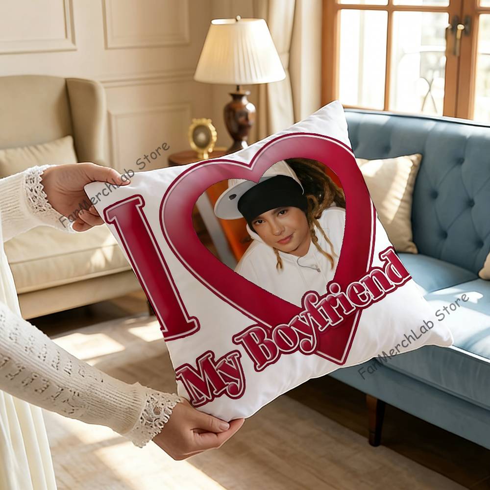 Singer TTom Kaulitz Anime Pillow Case Antidustmite Pillowcase Invisible zipper silky short plush Sofa cushion cover