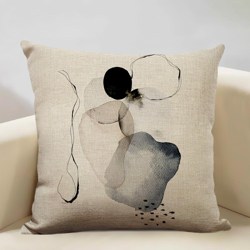 Geometric Abstract Lines Constitute The Perfect Pattern Art Decoration Cushion Cover Bedroom Sofa Office Pillow 45x45cm Linen