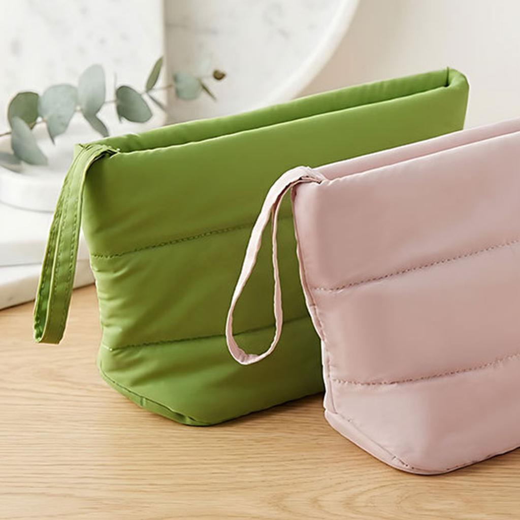 Puffy Makeup Bag Spacious Portable Waterproofing Nylon Cute Cosmetic Toiletry Bag Organizer for Women