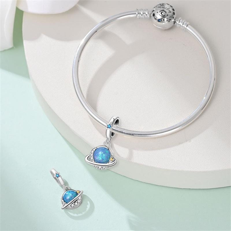 Authentic Copper Glowing Planet Zircon Floral Fairy Four Leaf Shamrock Charms Bead Fit Authentic Bracelets Diy Jewelry Gift