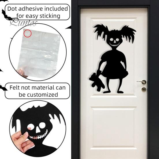 Halloween Wall Decals Skeleton Hand Pumpkin Felt Decals, Spooky Cutout Stickers, Horror Party Decorations Self Adhesive Seasonal Art for Door