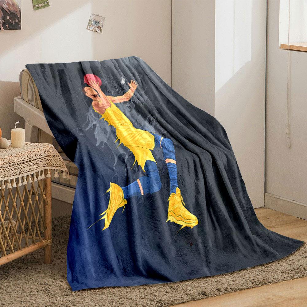 Basketball Player Dynamic Action Yellow Sportswear bedroom Blanket for Livingroom Couch lunch break Soft throw for Friend's festival Gift