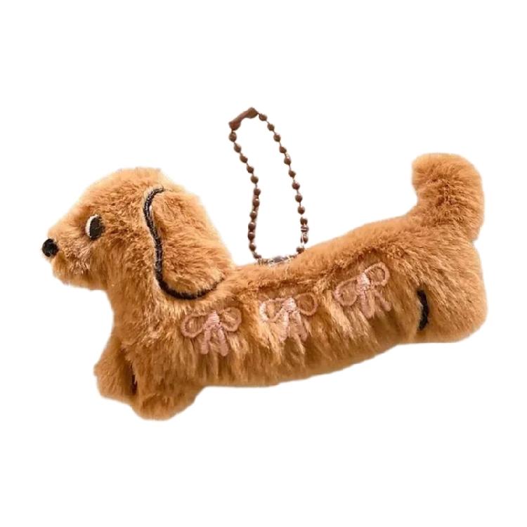 Měkký plyšový klíčenka jezevčík Roztomilý držák na klíče štěně Přívěsek Módní doplněk pro batohy a dárky Závěsné řešení