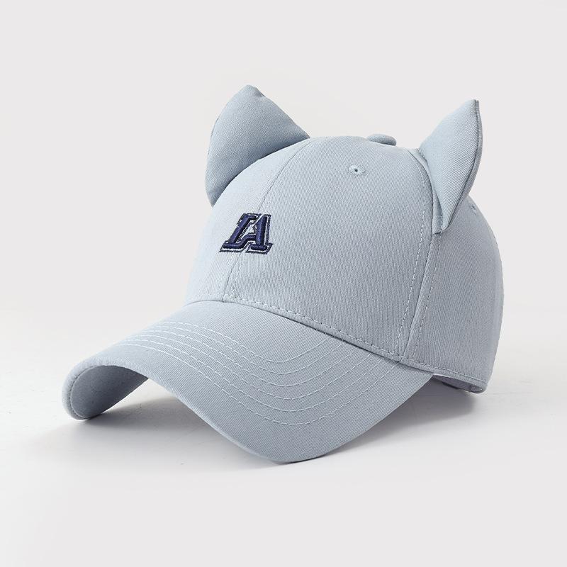 Premium Letter Embroidered Baseball Cap High Quality Cotton Cute Cat Ear Hat Women's Shade Sun Protection Hat