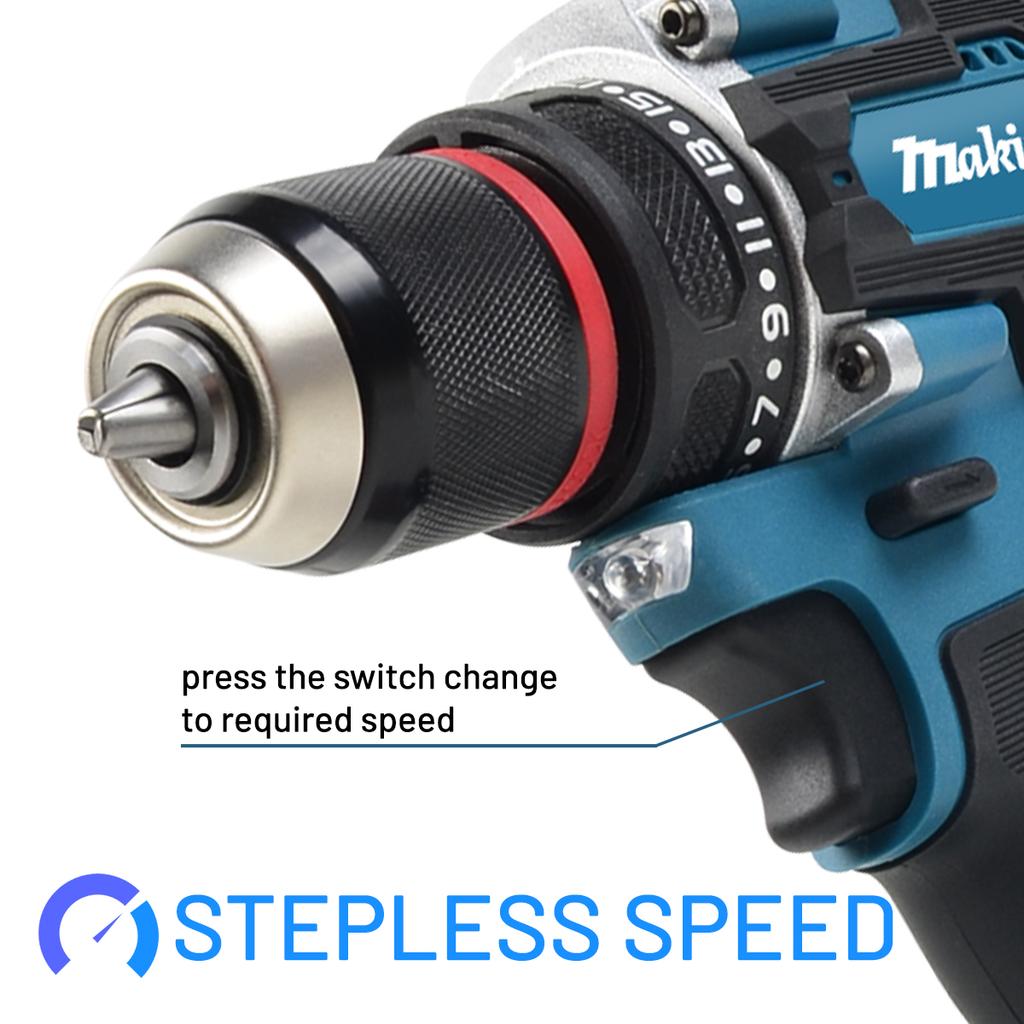 DDF487 Screwdriver Cordless Percussion Drill Electric Variable Speed Brushless Impact Power Tools Drill for makita18Vbattery pin