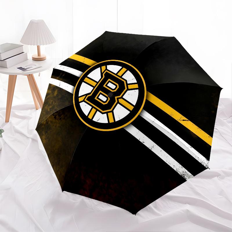 Boston Bruins Pattern, Automatic Folding Umbrella, Portable and Foldable Design, 8 Ribs, a Christmas or Birthday Gift.