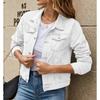 European and American sources of fashion slim-fitting lapel denim jacket solid color versatile