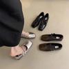 Spring Women's Square Toe Mary Jane Shoes Fashion Soft Leather Shallow Flat Shoes for Women Outdoor Dress Students Lolita Shoes