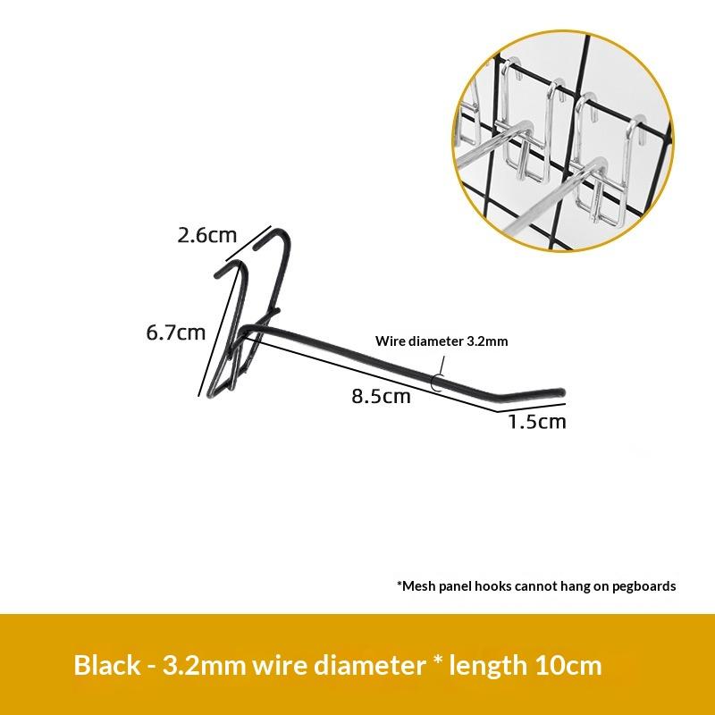 1Pcs 3.2mm Thickness Supermarket Iron Wire Mesh Hanging Hooks 5/10/15/20cm Screen Hooks Iron Grid Hooks For Screen Grid