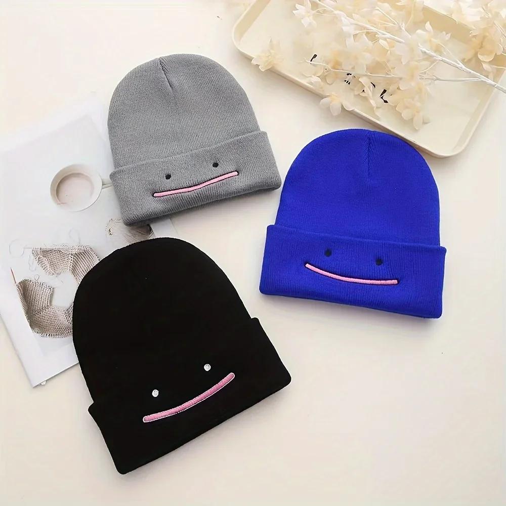 Knitting Hat Fashion Anime Men Women Beanie Autumn Winter Warmer Bonnet Cute Embroidery Outdoor Windproof Cap Casual Hats
