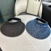 Retro simple washed denim empty top hat, large brim, sun protection, small face, versatile fisherman hat tide