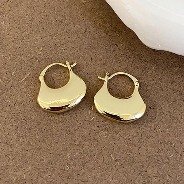 PONYKISS  Sterling Silver Minimalist Fan-shaped Hoop Earring for Women Trendy Fine  Geometric Accessories Big