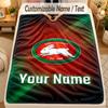 Flannel BlanketSouth Sydney Rabbitohs Custom Name Text Personalized Soft Warm Throw Blanket Home Decor Gift