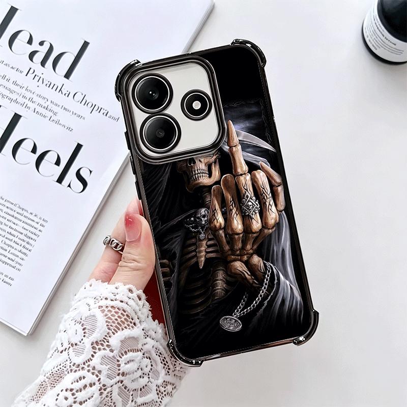 Grim Reaper Skeleton Funny Style Plating Phone Case For Xiaomi Redmi Note 14 15 Pro Plus 13 12 11 11S 11T 10 9S 9 5G Anti-Fall A