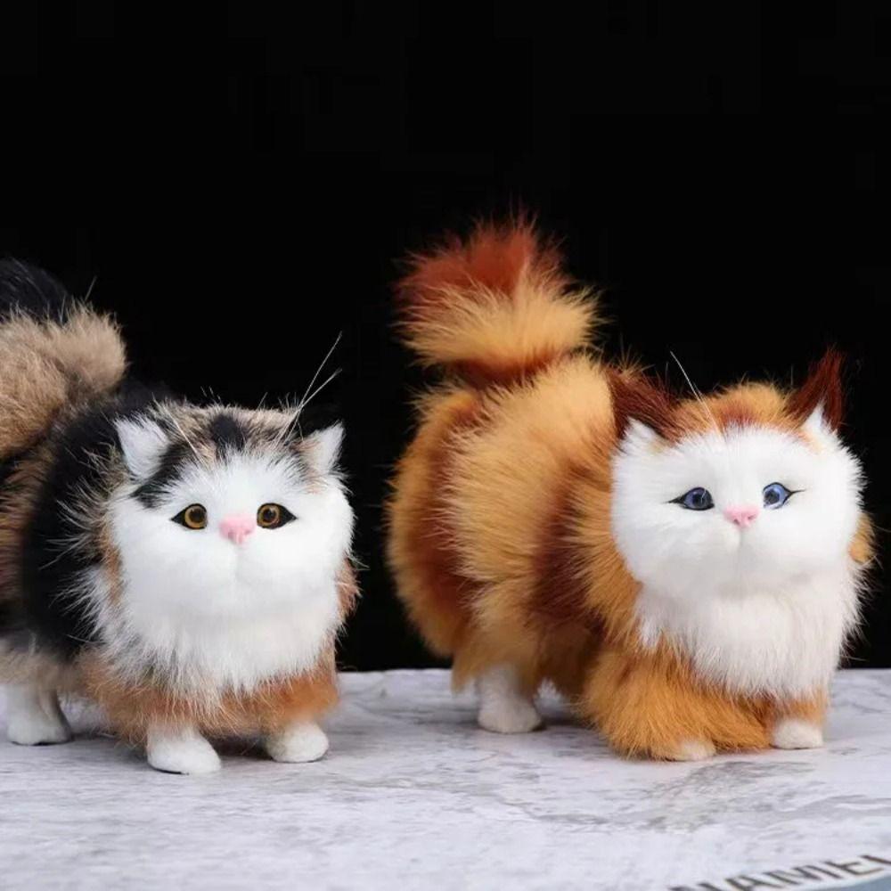 Animal Realistic Cat Stuffed Doll Sitting Posture Lifelike Cat Plush Toy  Photo Props