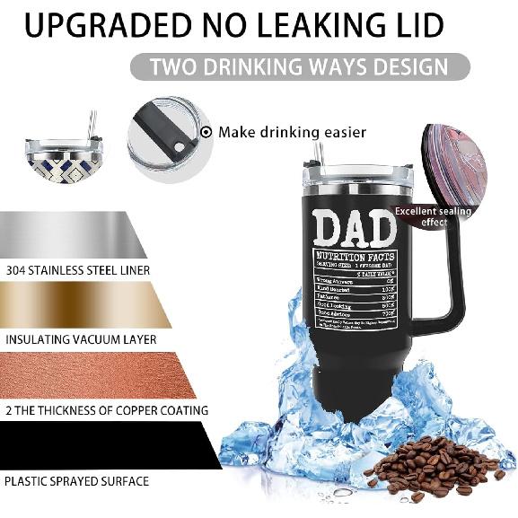 Good Gifts for Dad Who Has Everything,dad Est 2025 Insulated Coffee Tumbler for Dad 40 oz, Best Gifts for Father In Law