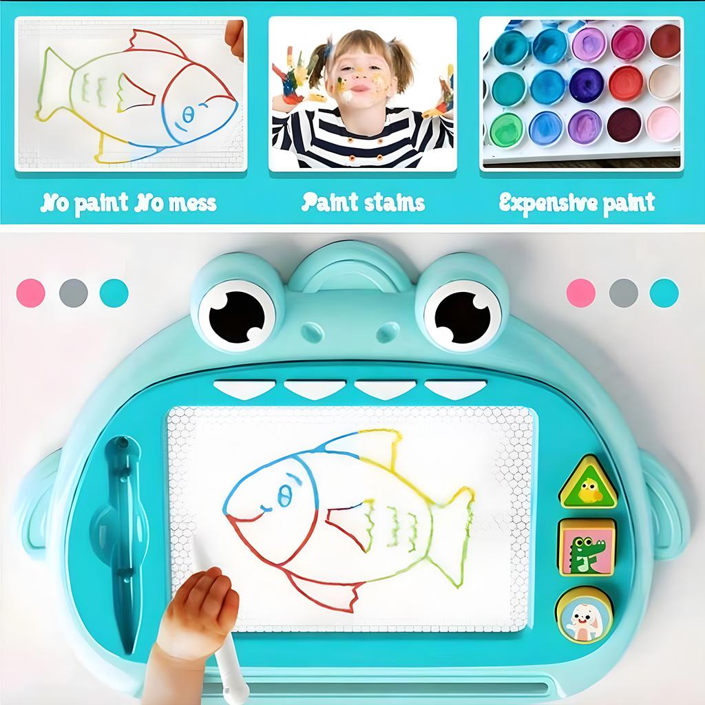 Cute Dinosaur Magnetic Drawing Board for Toddlers, 4-Color Erasable Doodle Pad with Stamps, Educational Toy for Kids